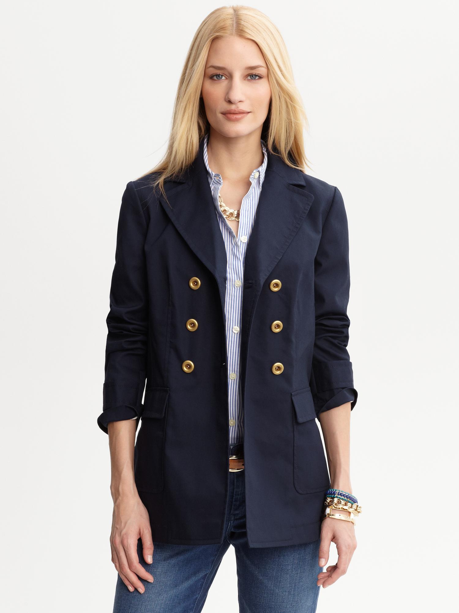 Navy double-breasted peacoat