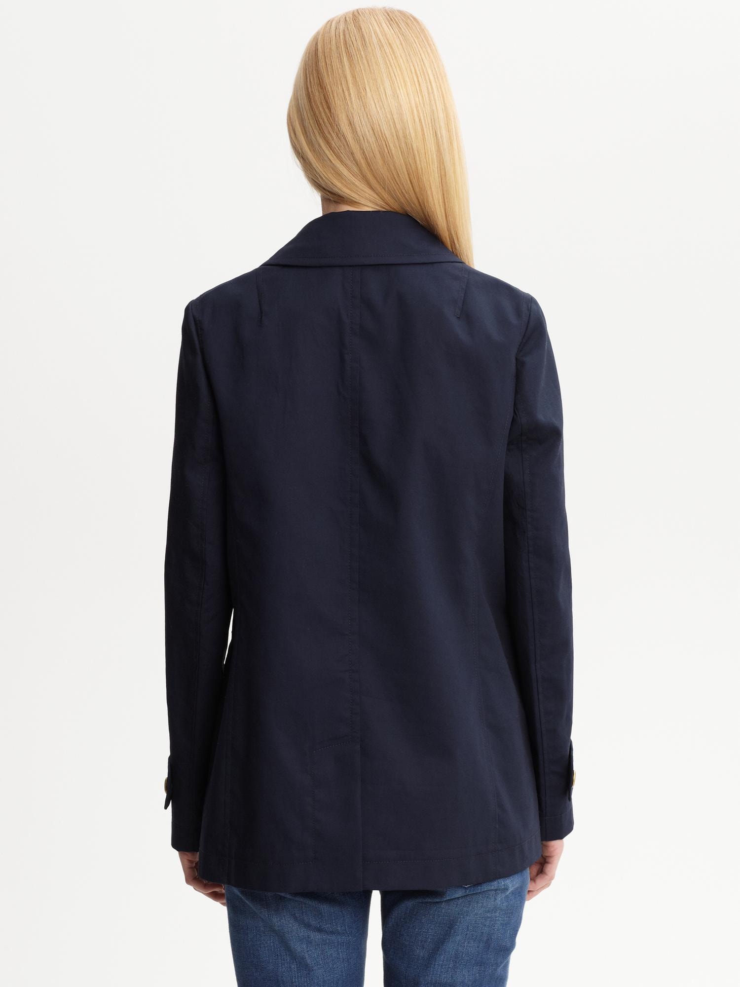 Navy double-breasted peacoat