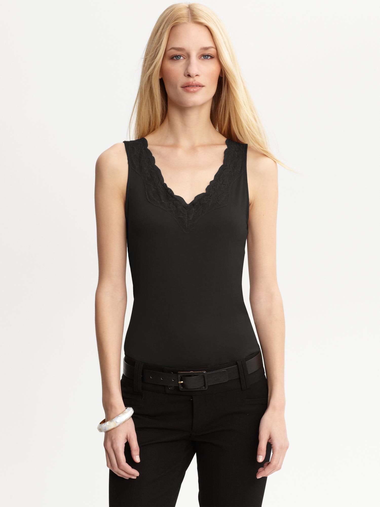 Luxe-touch lace-trim tank