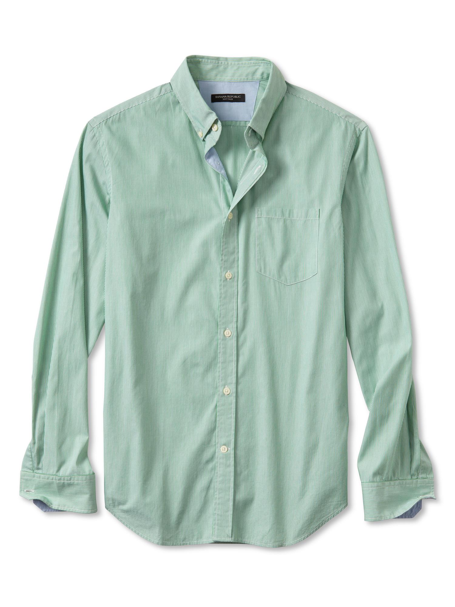 Soft-wash slim fit striped button-down shirt