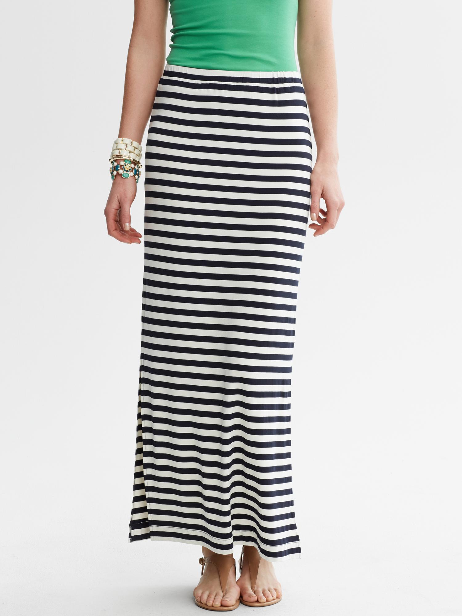 Striped Knit Column Skirt