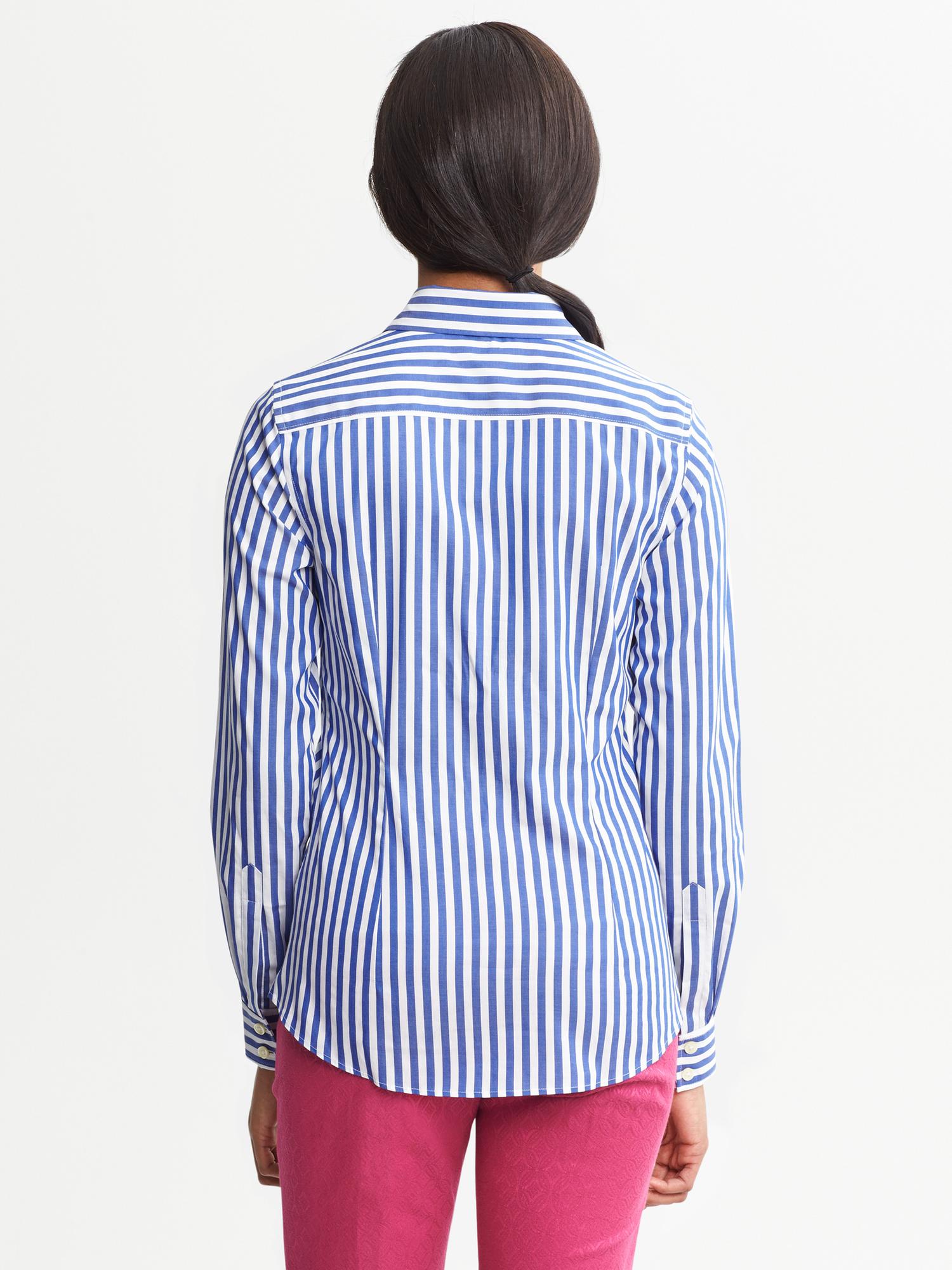 Fitted Non-Iron Blue Striped Shirt