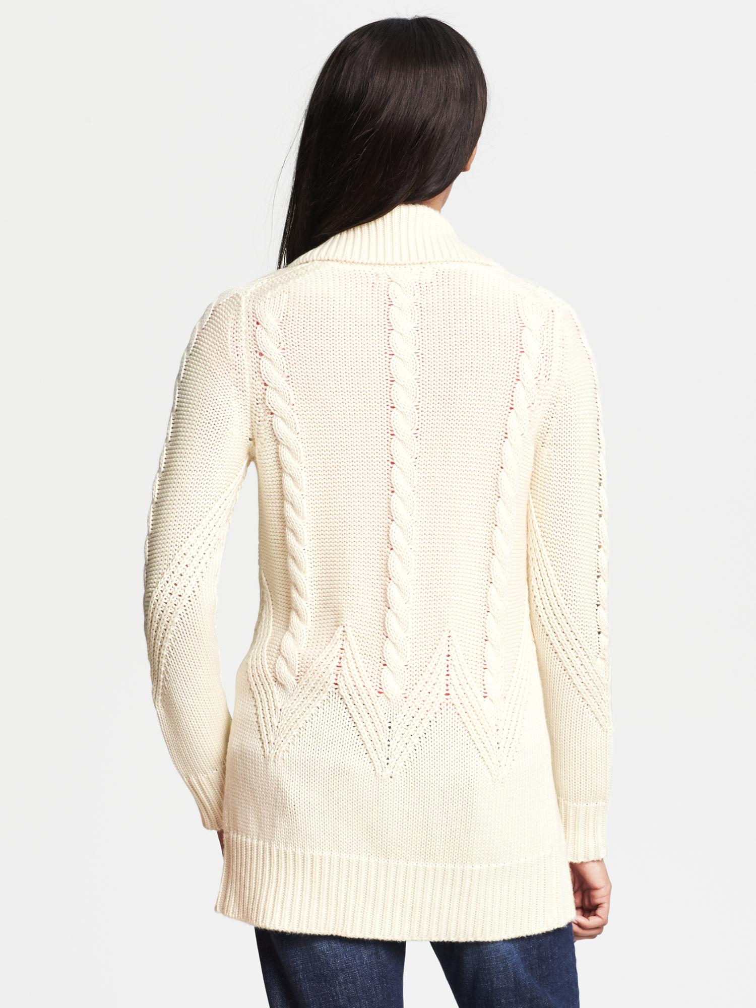 Cable-Knit Long Open Cardigan