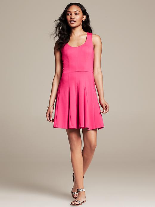 Cross-Back Ponte Fit-and-Flare Dress Cross-Back Ponte Fit-and-Flare Dress
