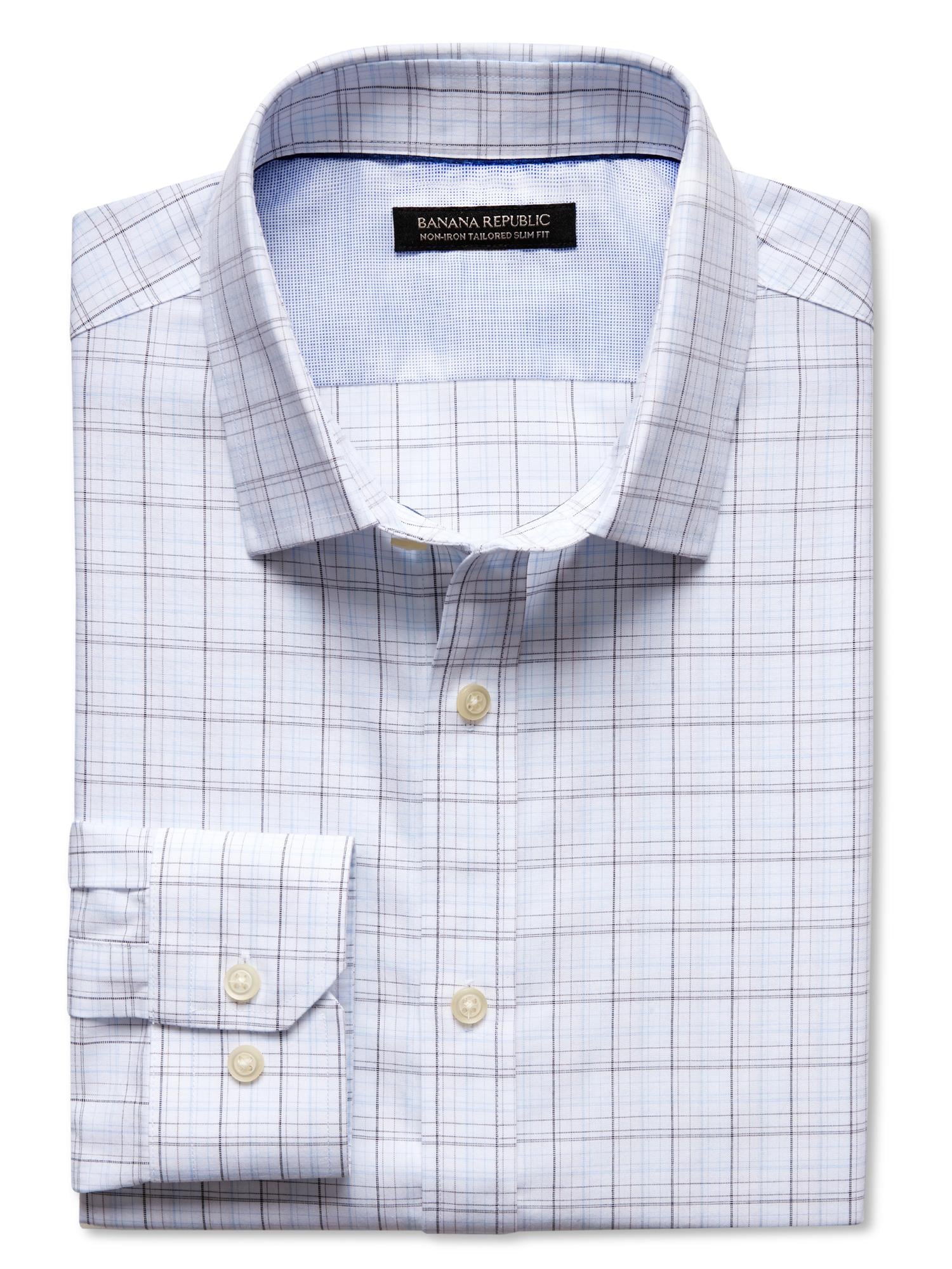 Tailored Slim-Fit Non-Iron White Check Shirt