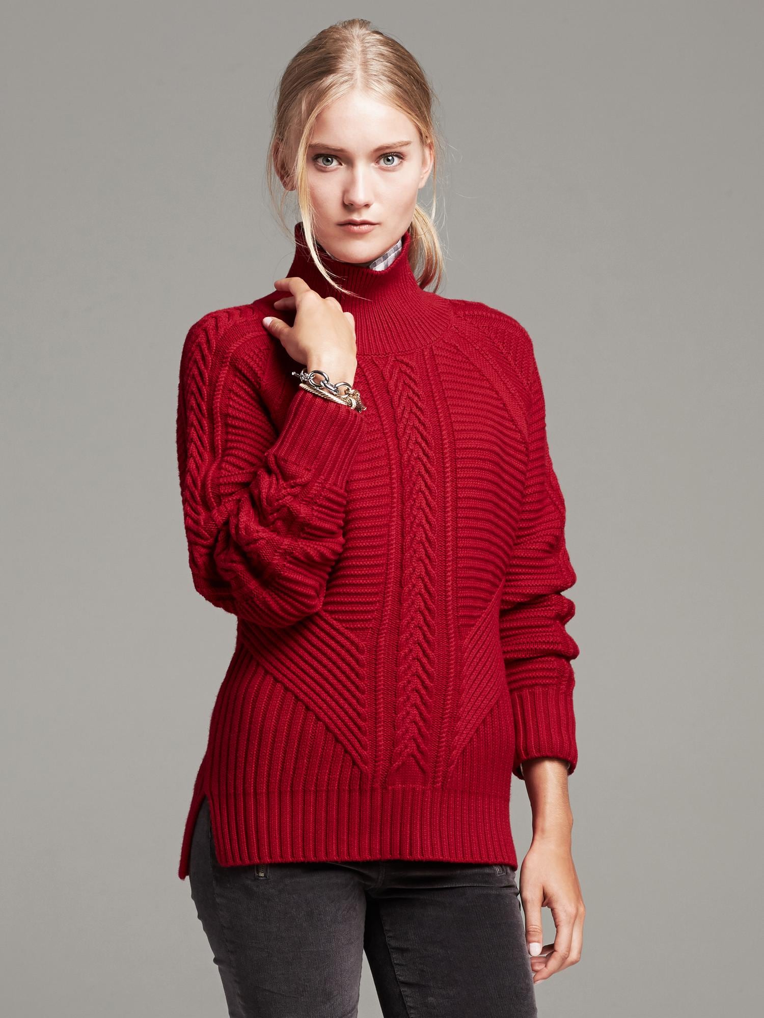 Mixed Cable-Knit Pullover