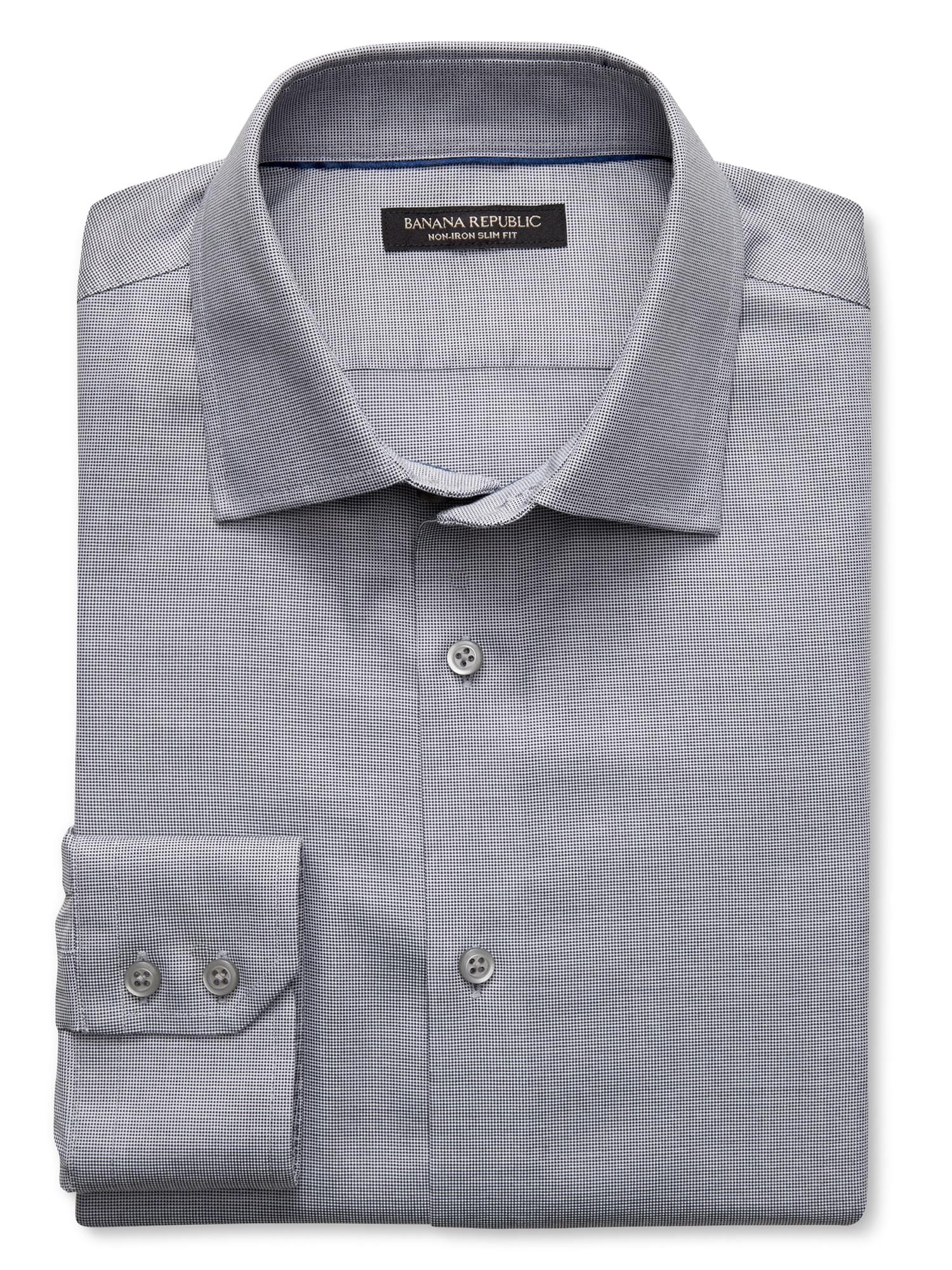 Slim Fit Non-Iron Textured Solid Shirt
