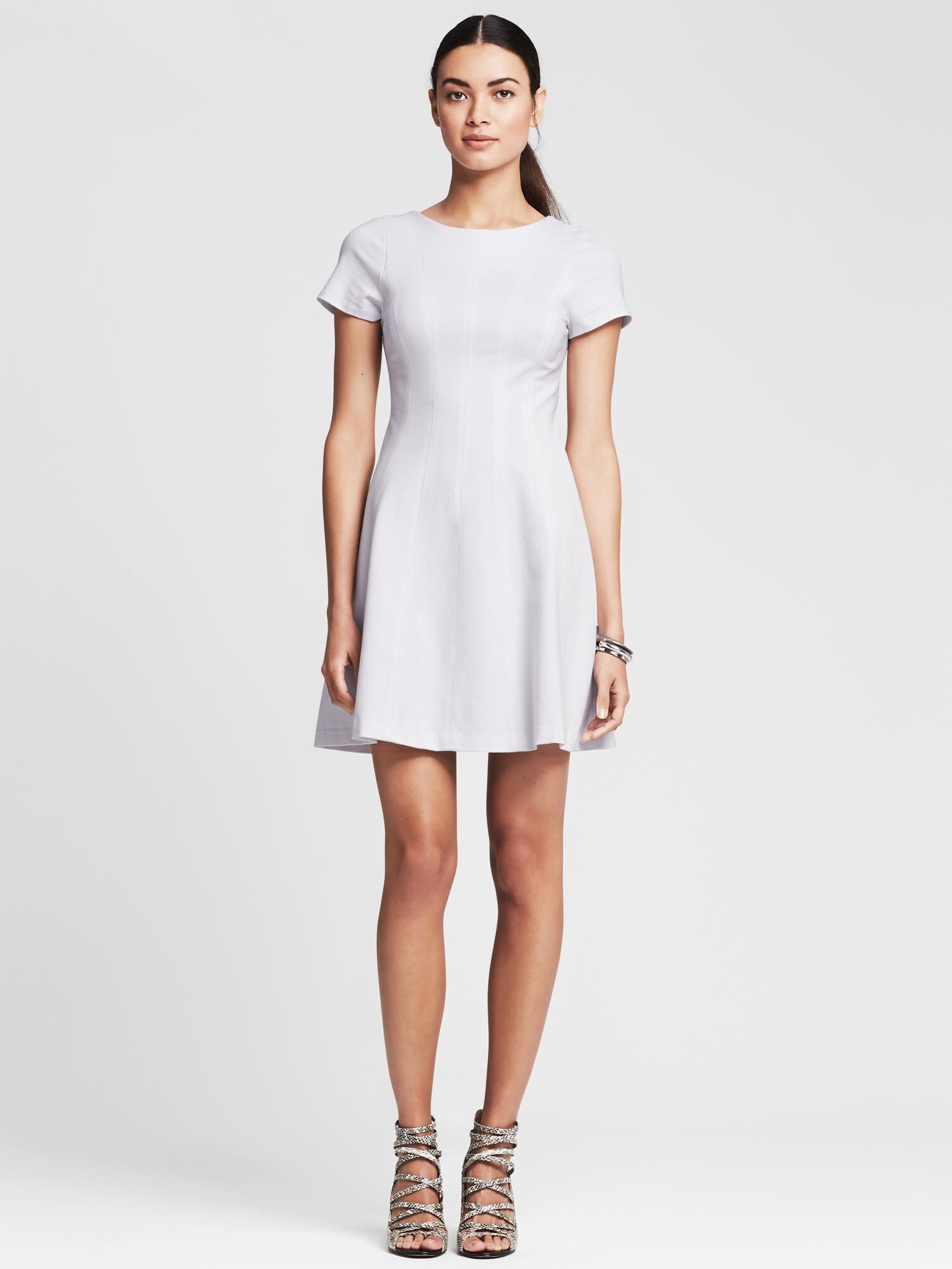 Seamed Ponte Fit-and-Flare Dress
