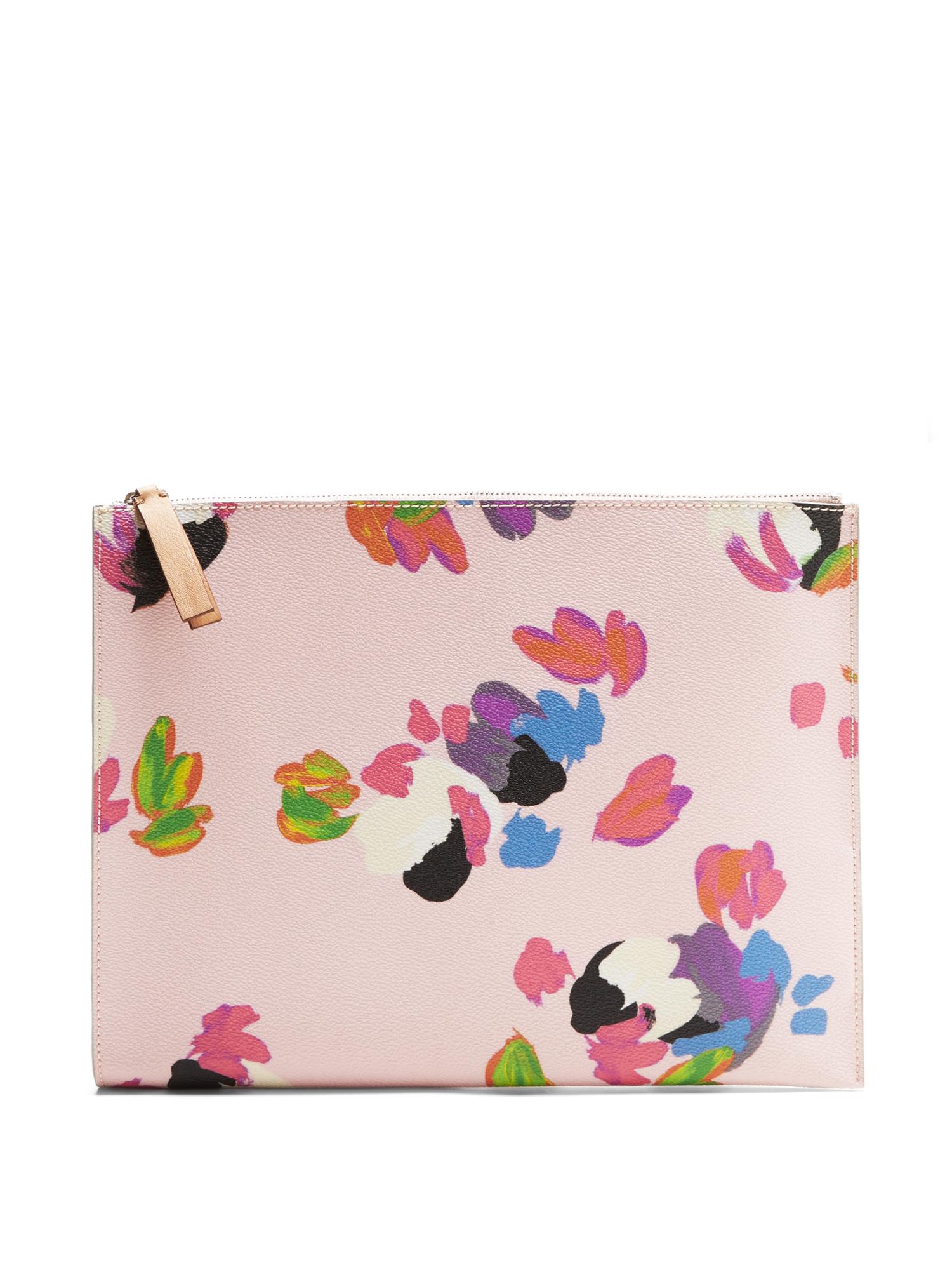 Large Pink Floral Zip Pouch