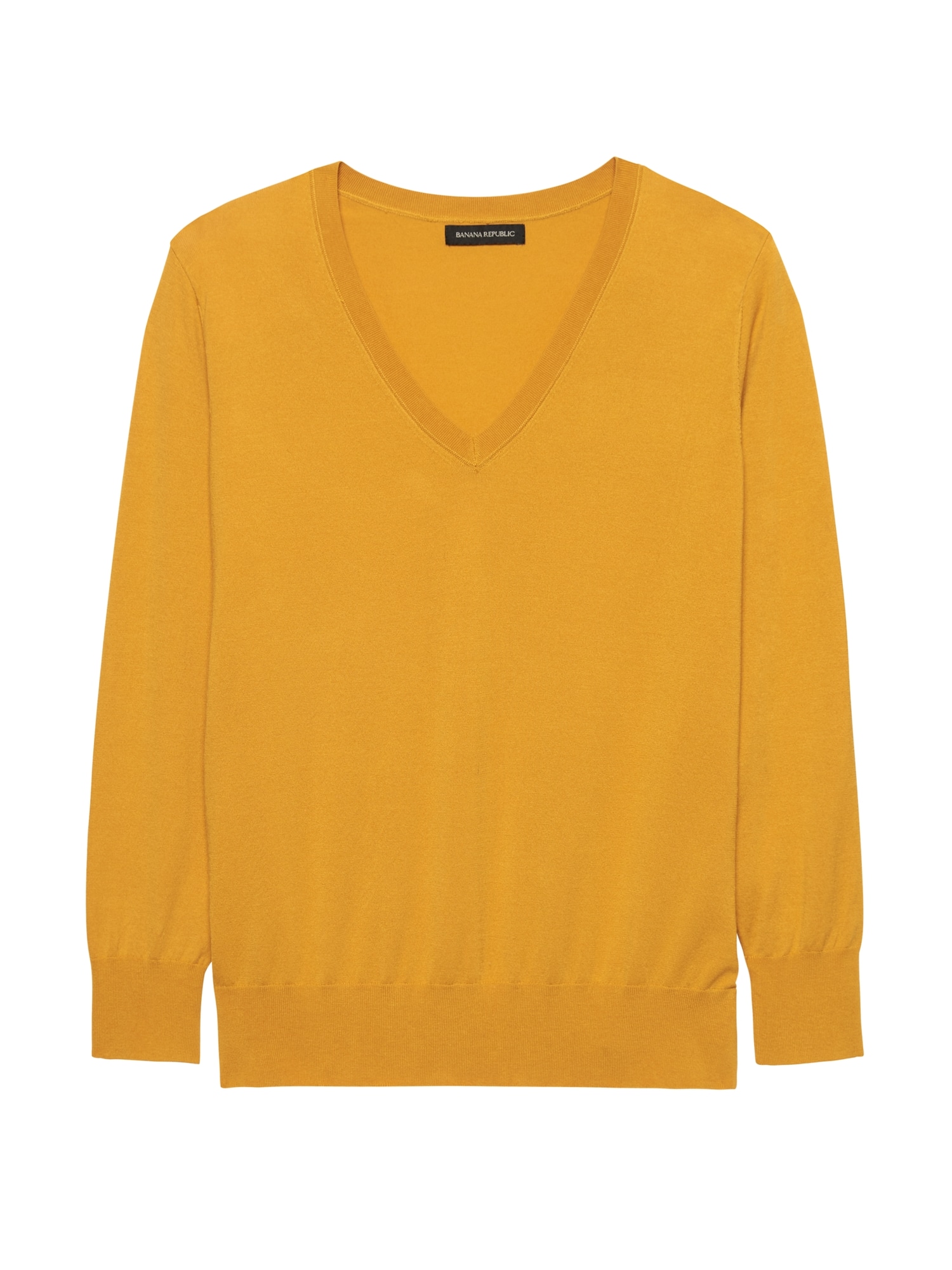 Stretch-Cotton V-Neck Sweater
