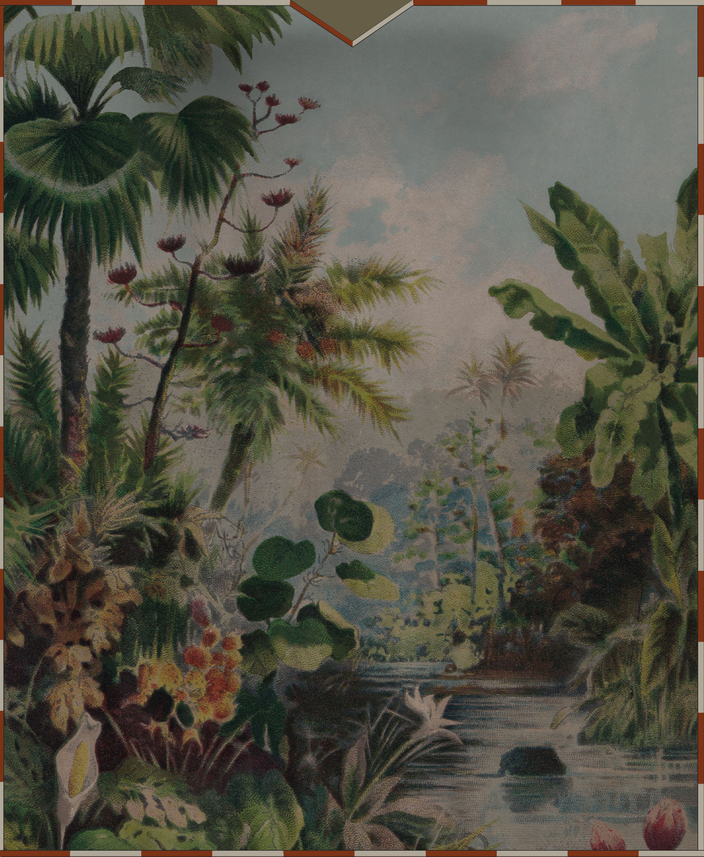lush jungle with wildlife illustration background