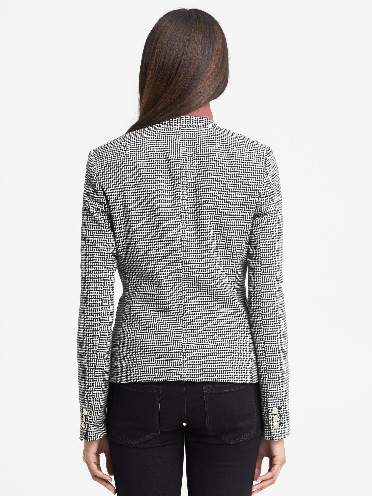 Houndstooth Two-Button Blazer