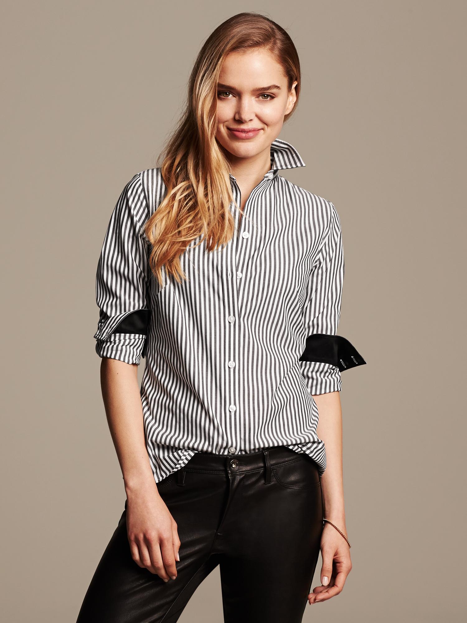 Fitted Non-Iron Striped Shirt