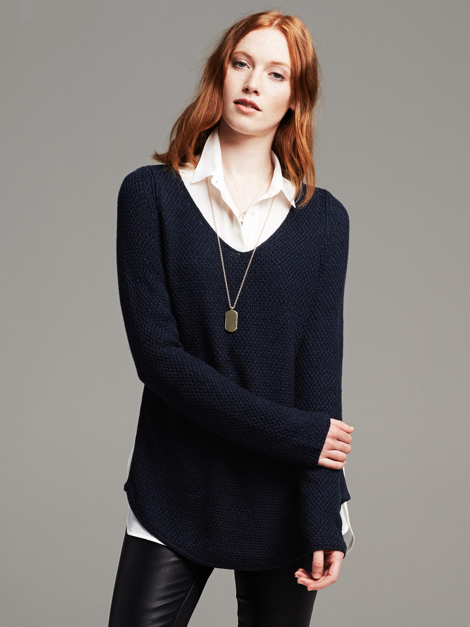 Side-Zip V-Neck Pullover