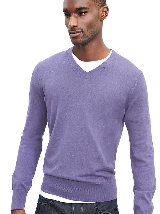 Banana Republic Luxury Blend V-Neck Purple Silk Cashmere Cotton Sweater  Men's L