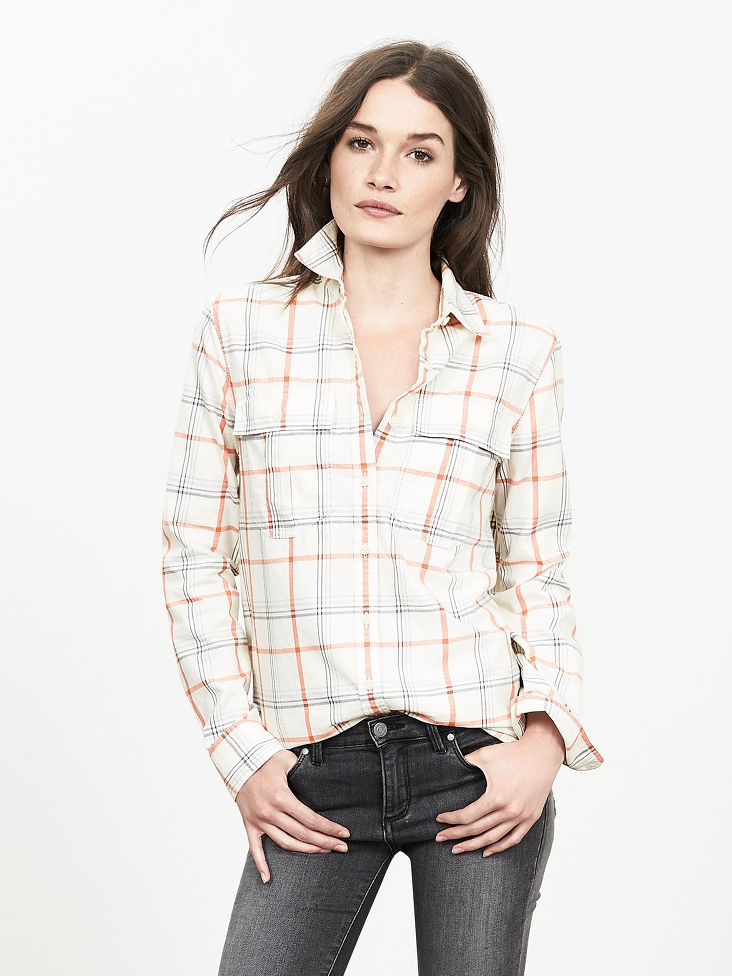 Soft-Wash Open Plaid Shirt