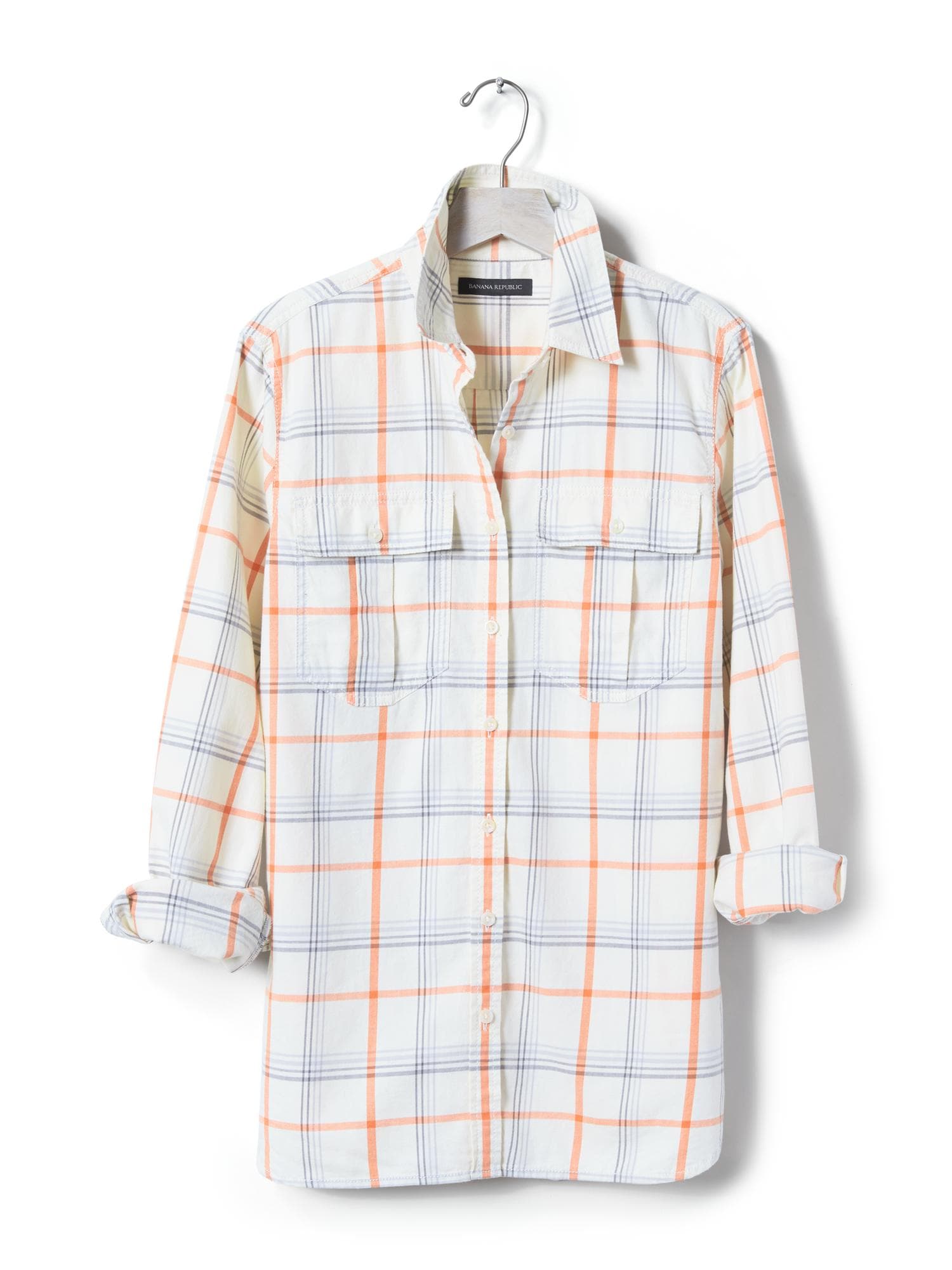 Soft-Wash Open Plaid Shirt