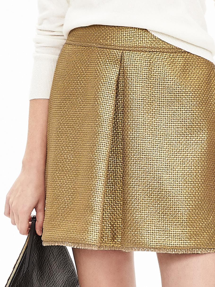 Gap gold pleated skirt best sale