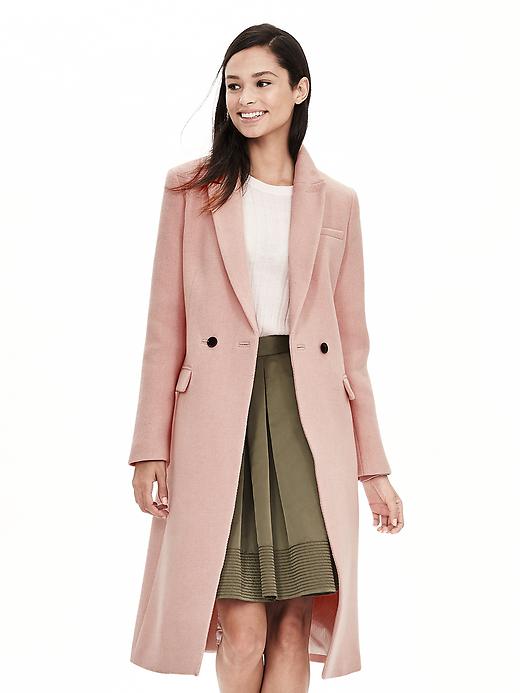 Pink Double-Breasted Coat | Banana Republic