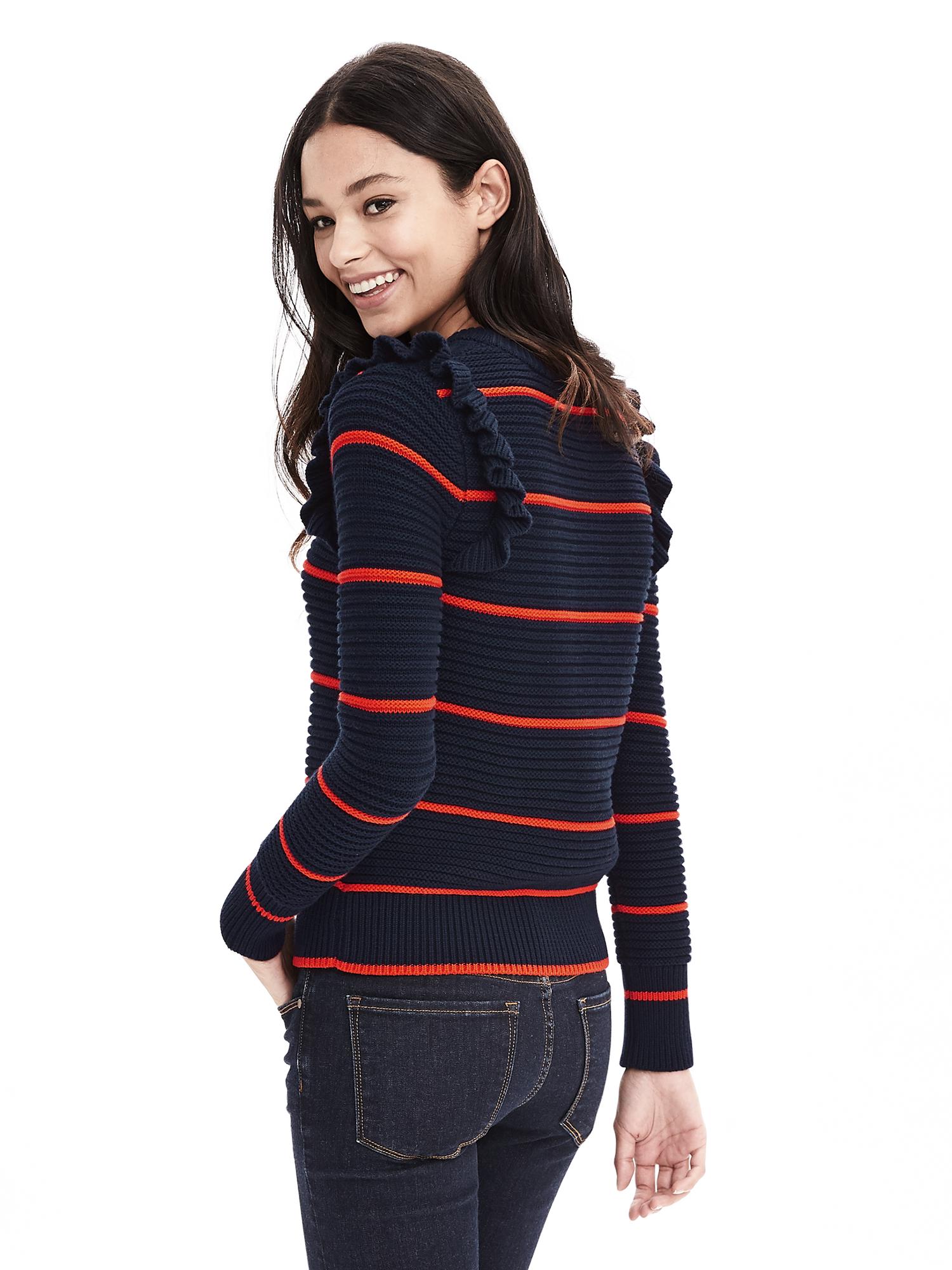 Striped Ruffle Pullover Sweater