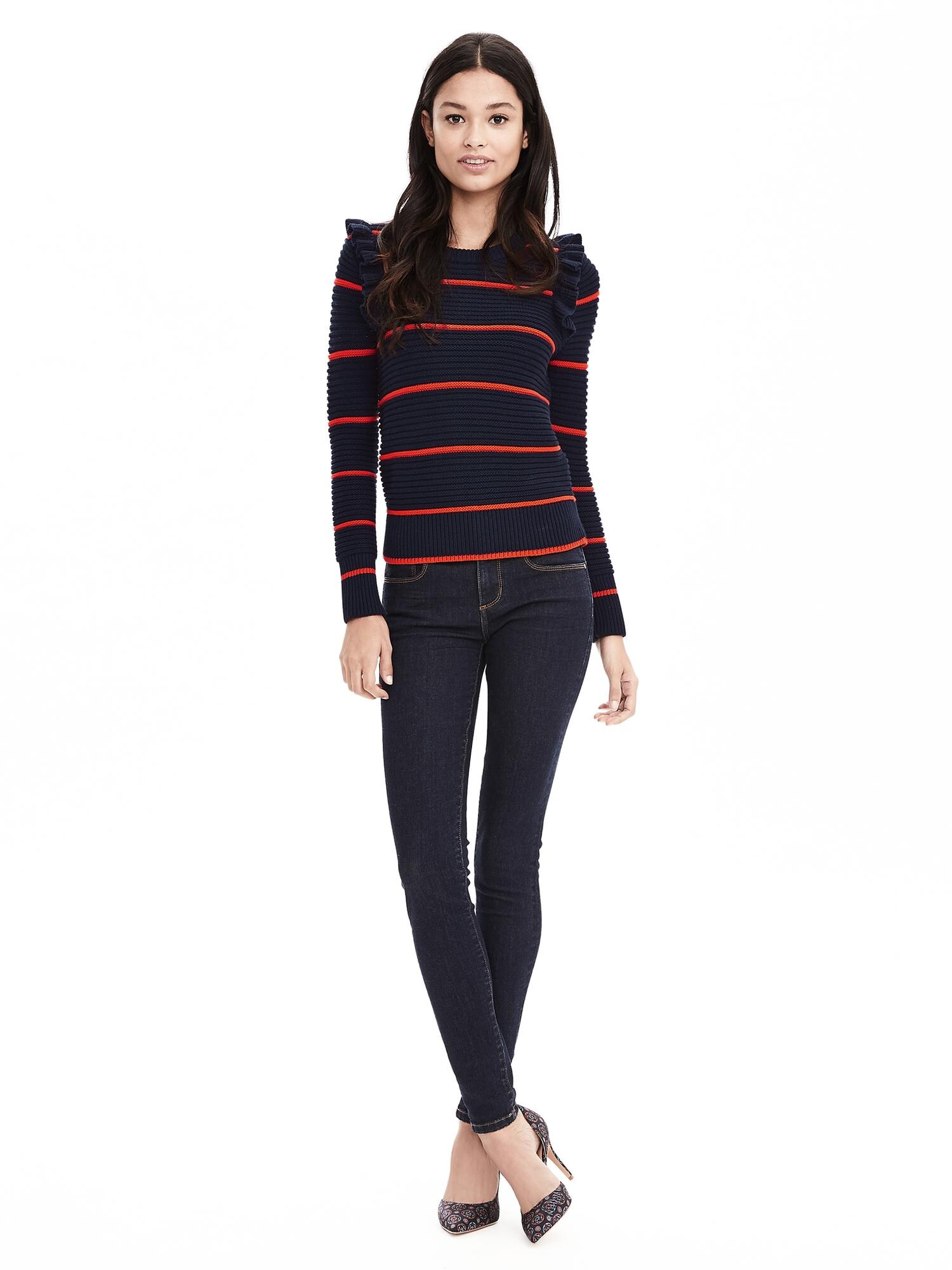 Striped Ruffle Pullover Sweater