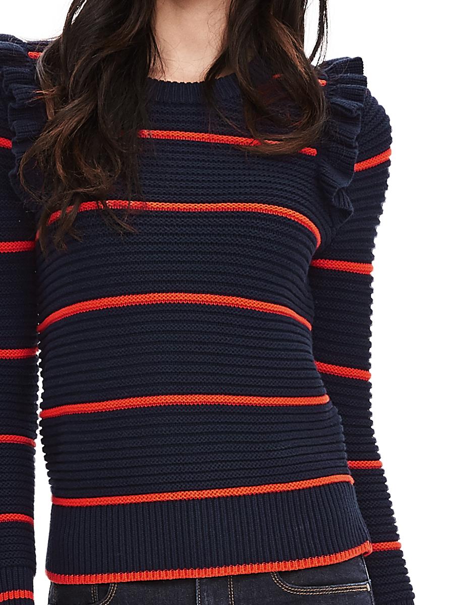 Striped Ruffle Pullover Sweater