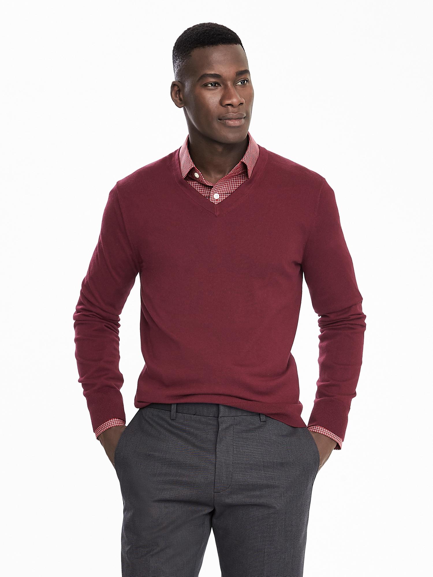 Cotton cashmere shop v neck sweater