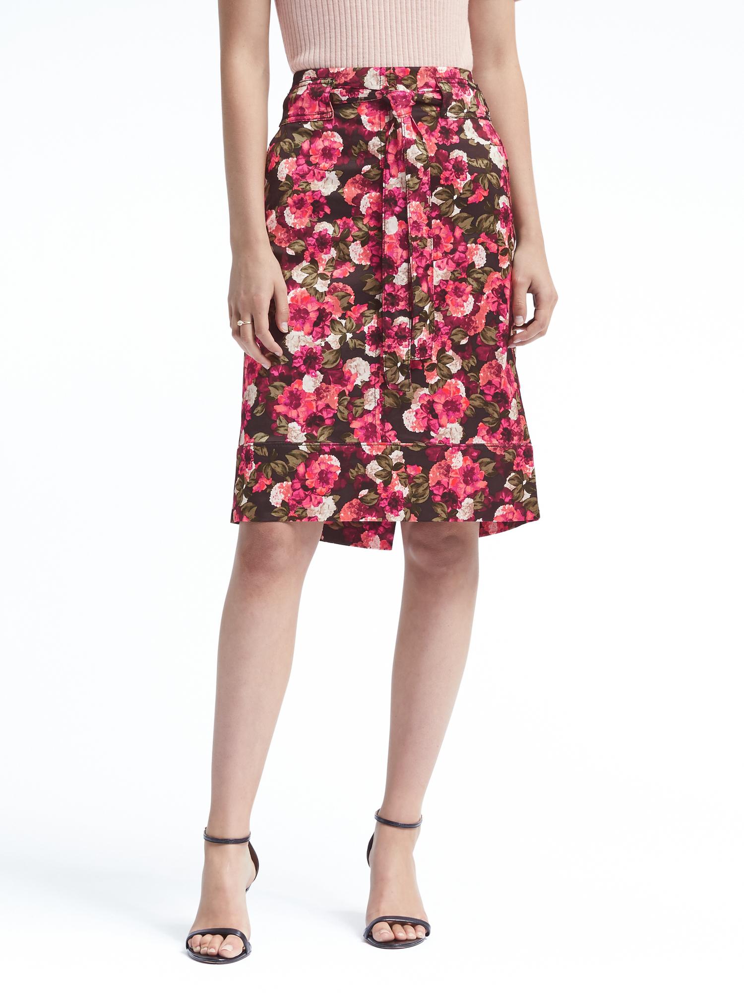 Banana Republic Floral Tie-Waist Skirt blue. 1