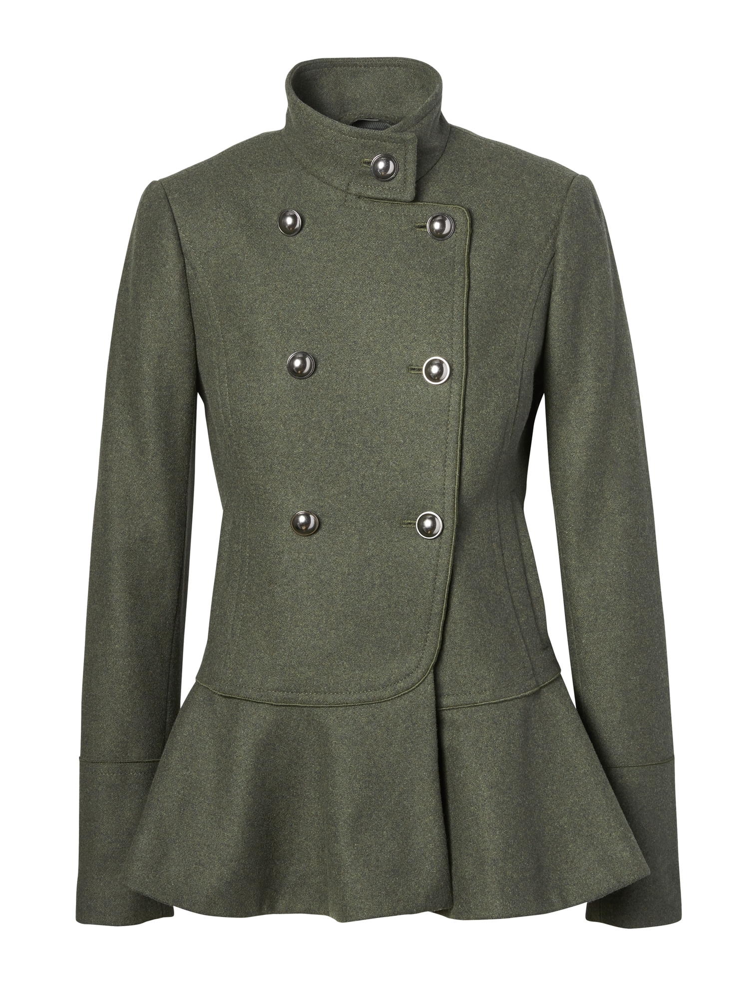 Italian Melton Wool Blend Peplum Hem Coat Banana Republic