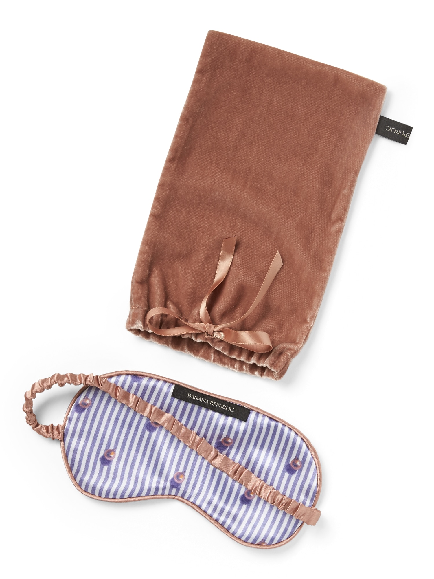 Pearl Print Velvet Eye Mask with Travel Pouch