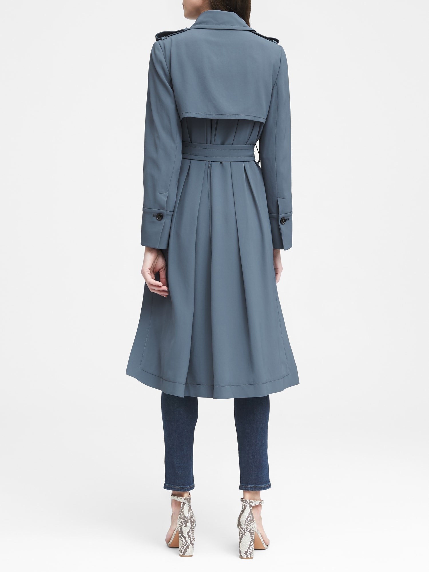 Soft Pleated Long Trench Coat