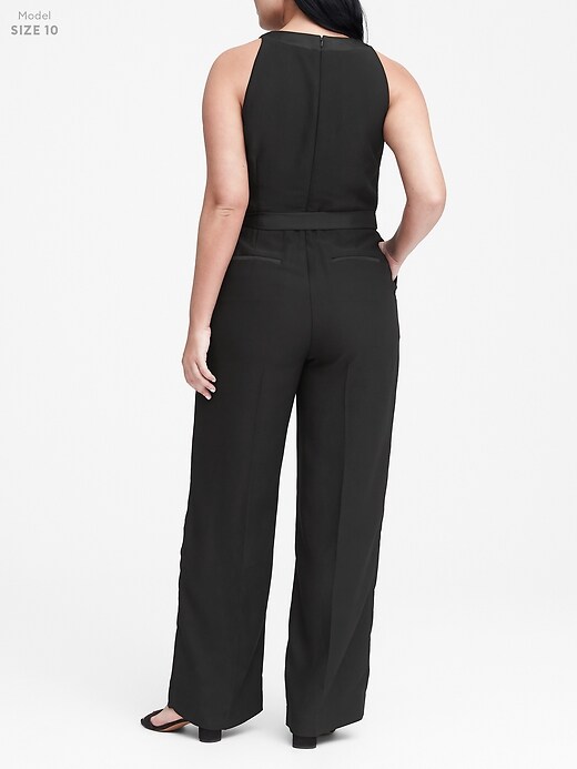 Petite V Neck Jumpsuit Banana Republic