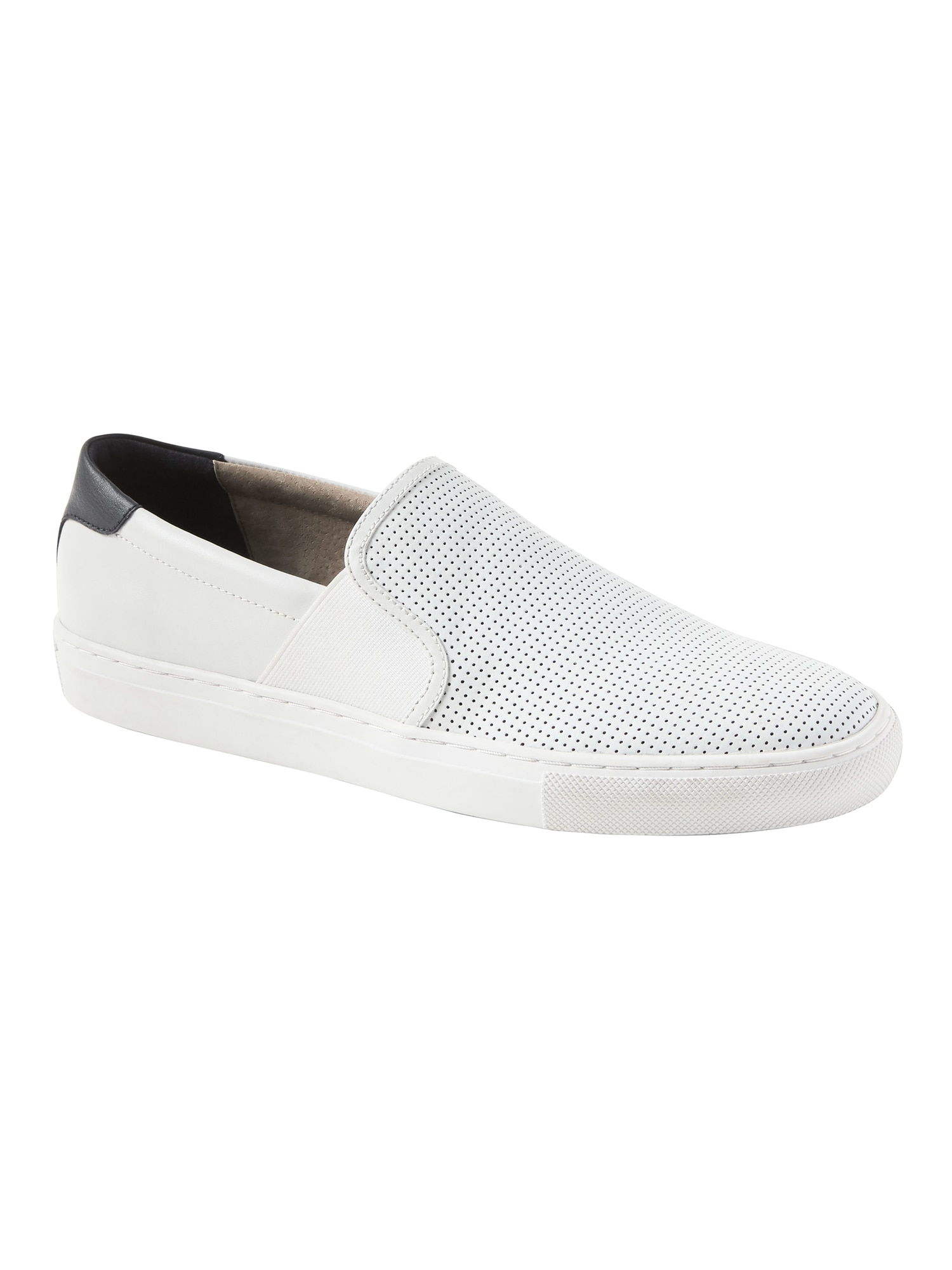 Perforated leather sale slip on sneakers