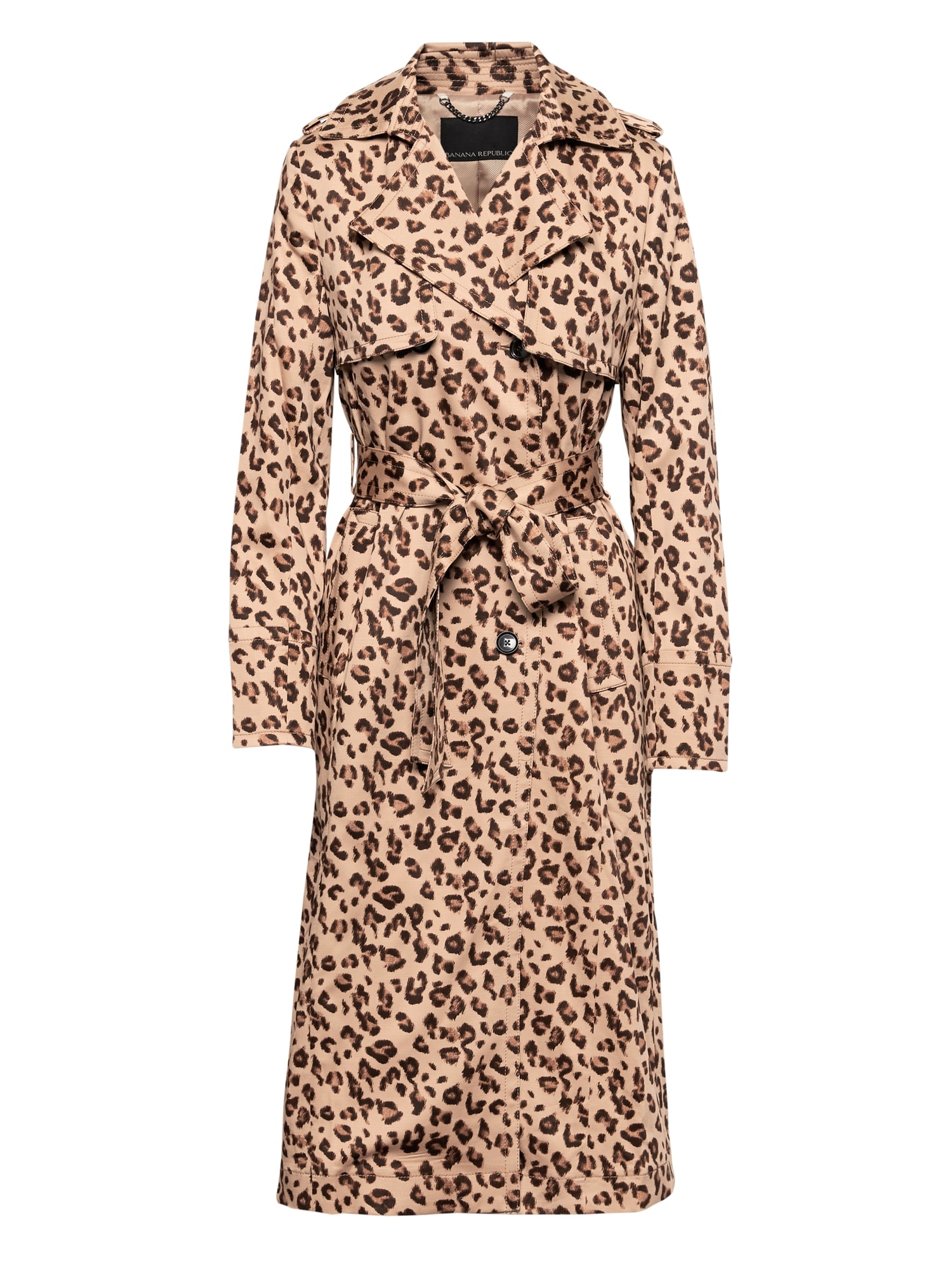 Leopard Print Maxi Trench Coat