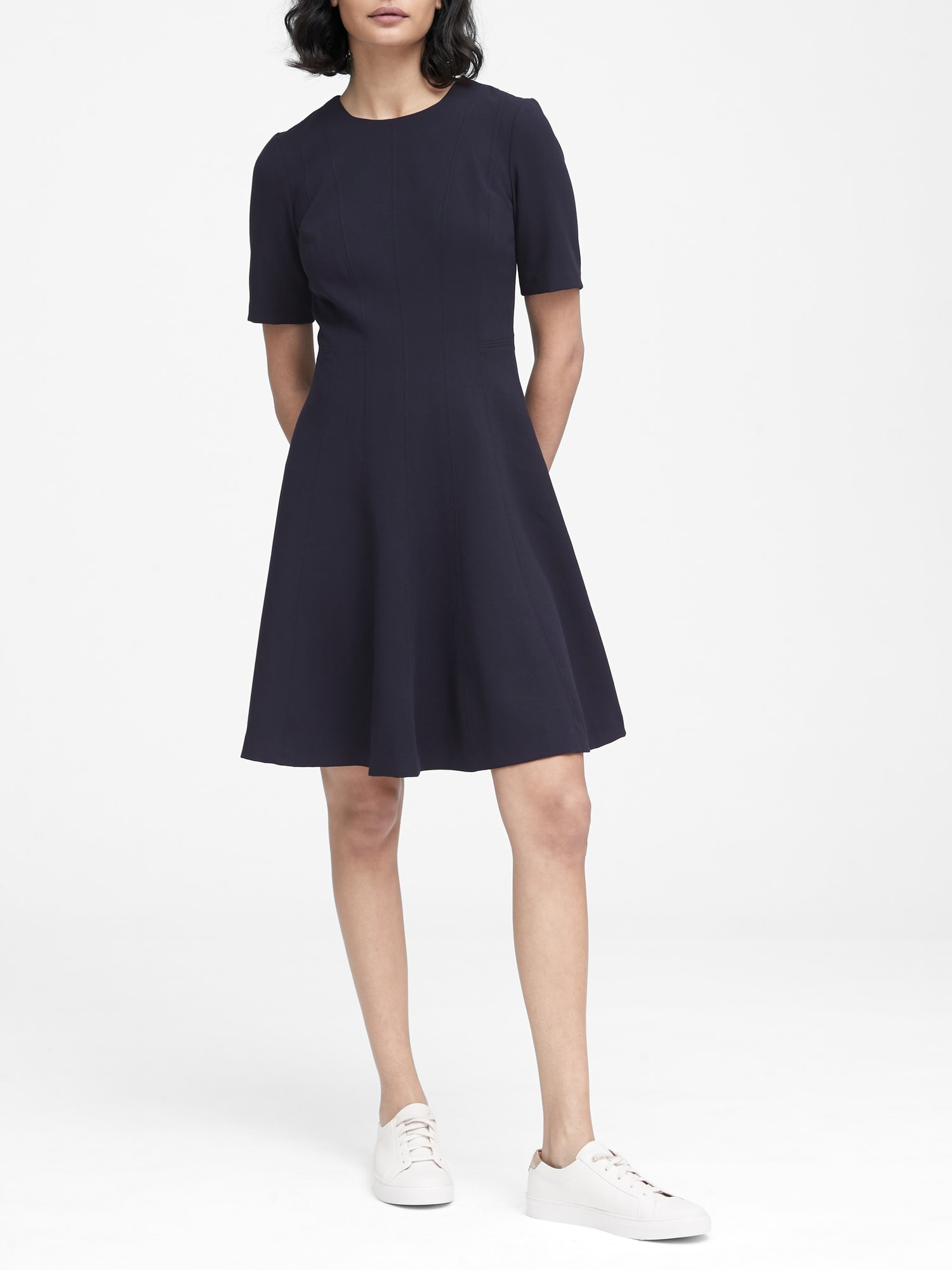 Petite Paneled Fit-and-Flare Dress