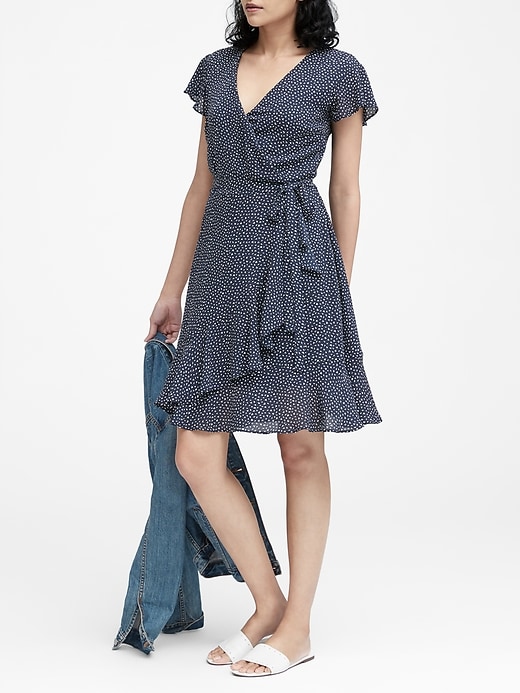 Floral Ruffle Wrap Dress Banana Republic