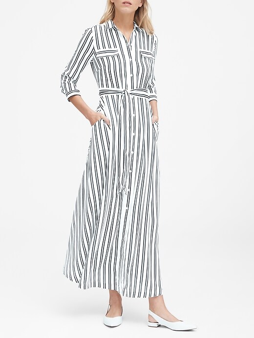 Stripe Maxi Shirt Dress