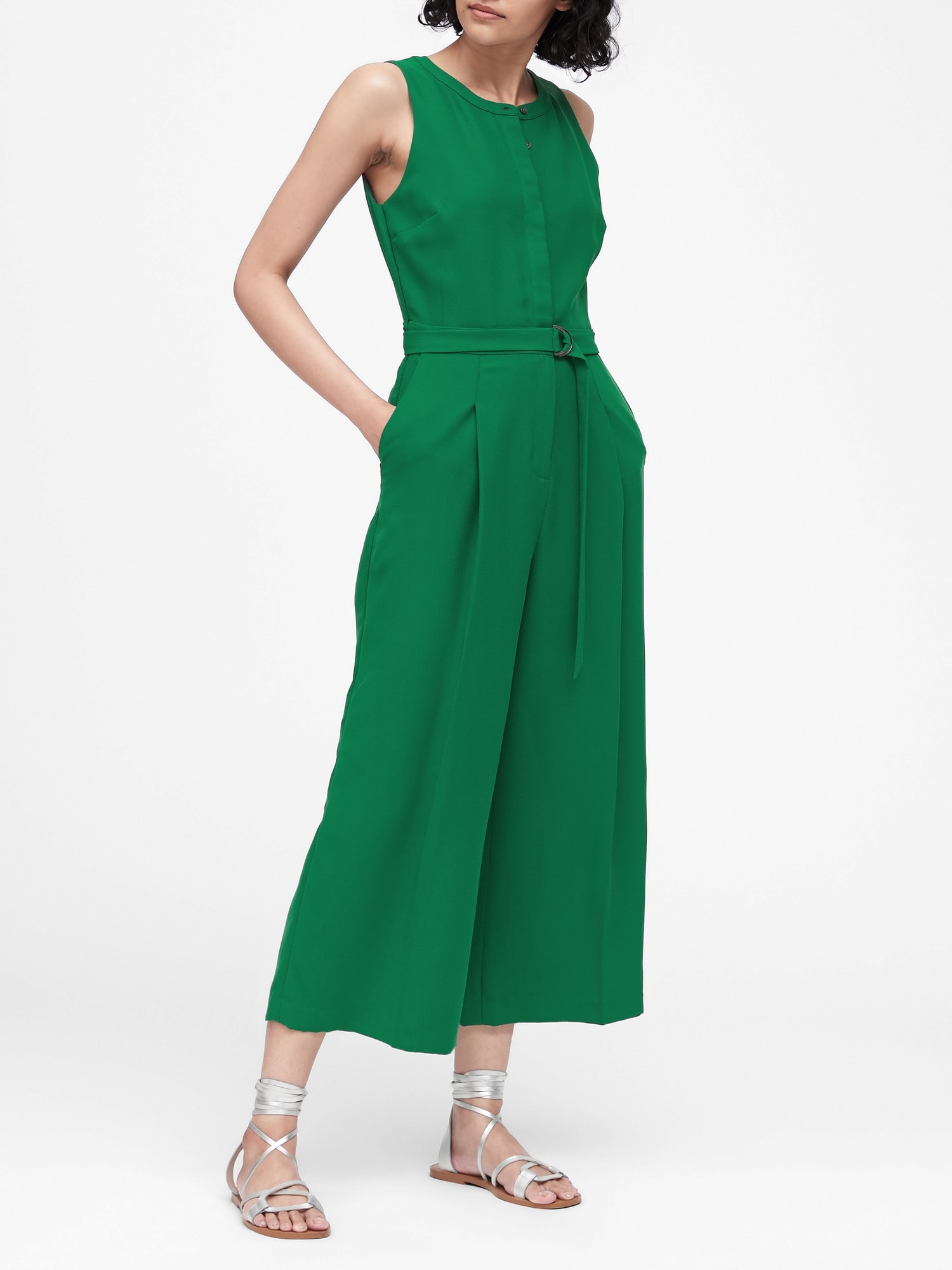 banana republic green jumpsuit