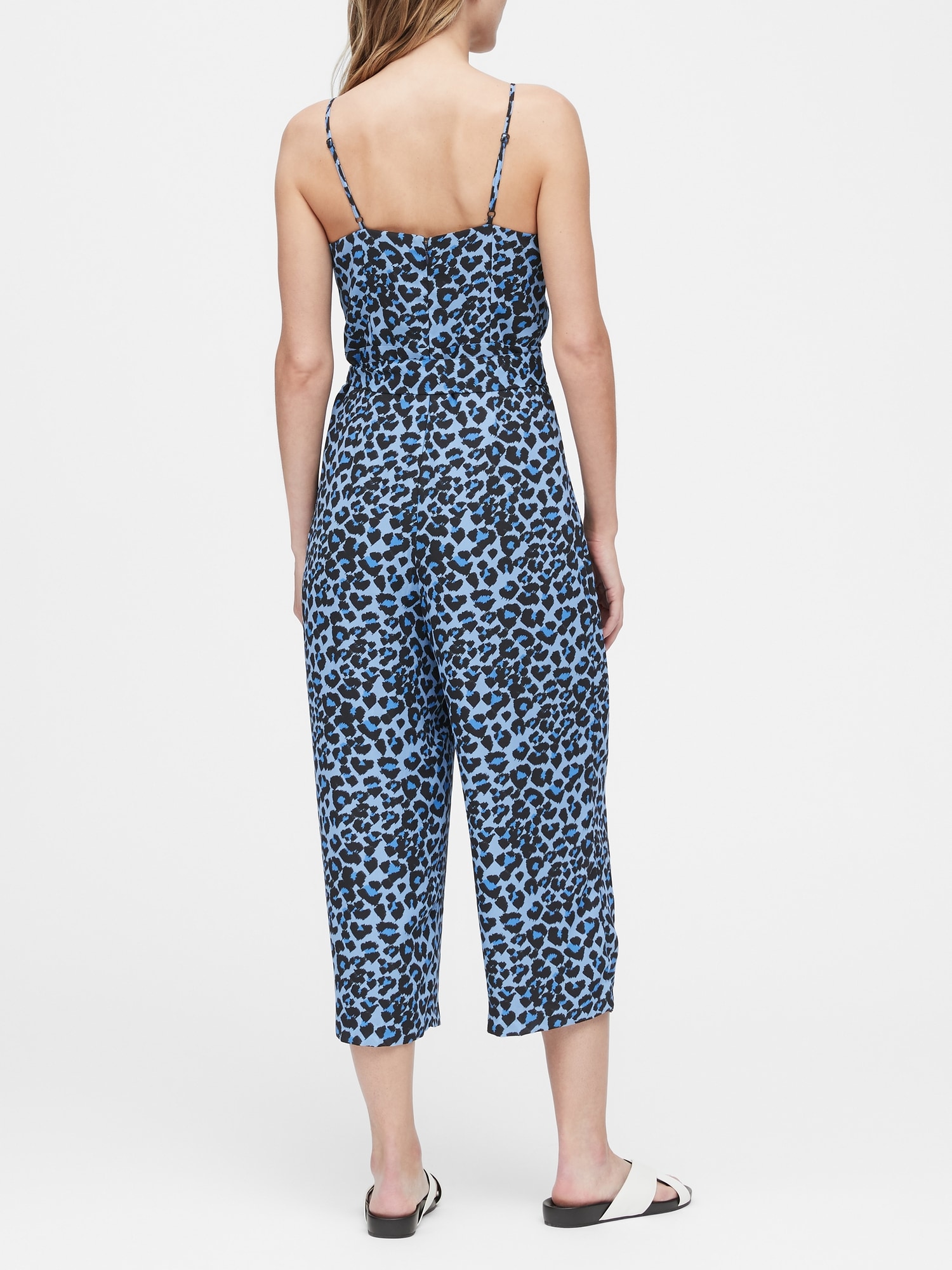 blue leopard print jumpsuit