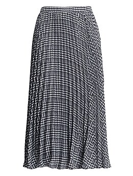 Petite Plaid Pleated Midi Skirt