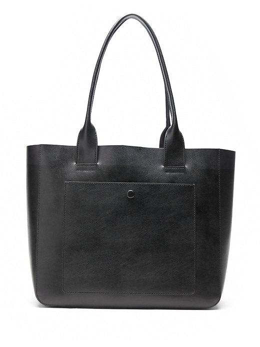 Leather Large East-West Tote