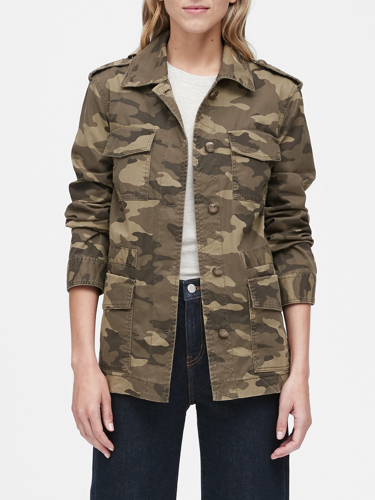 Petite top camouflage jacket