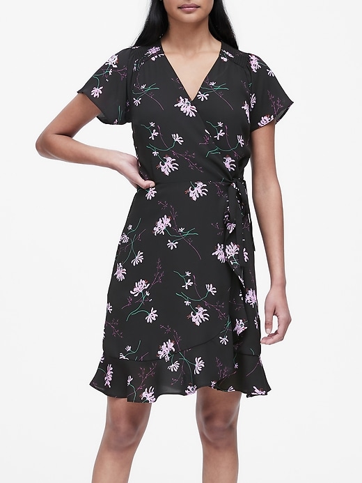 Floral Ruffle Wrap Dress