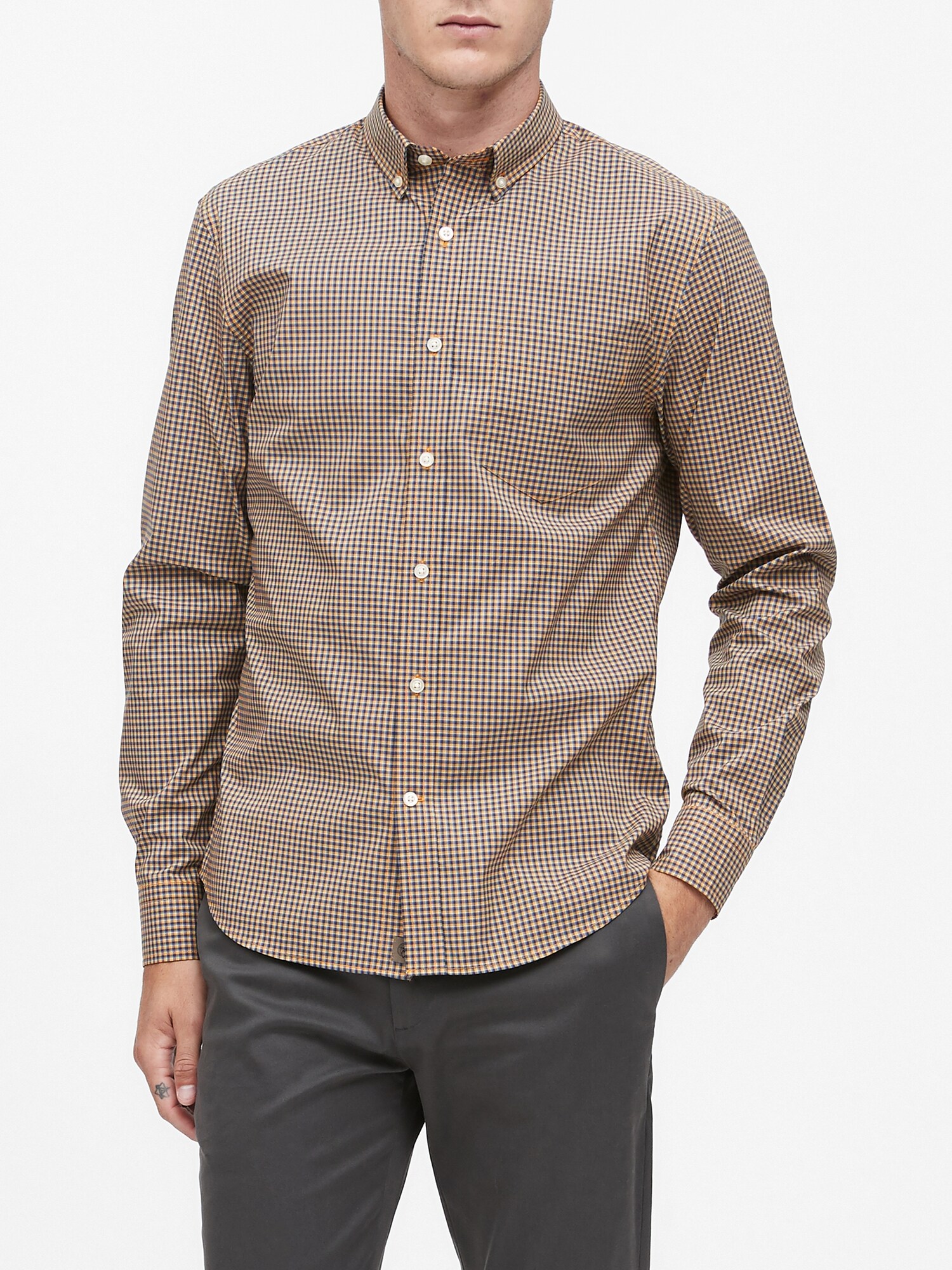 Untucked Slim-Fit Tech-Stretch Cotton Shirt