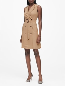 Sharagano double hotsell breasted trench dress