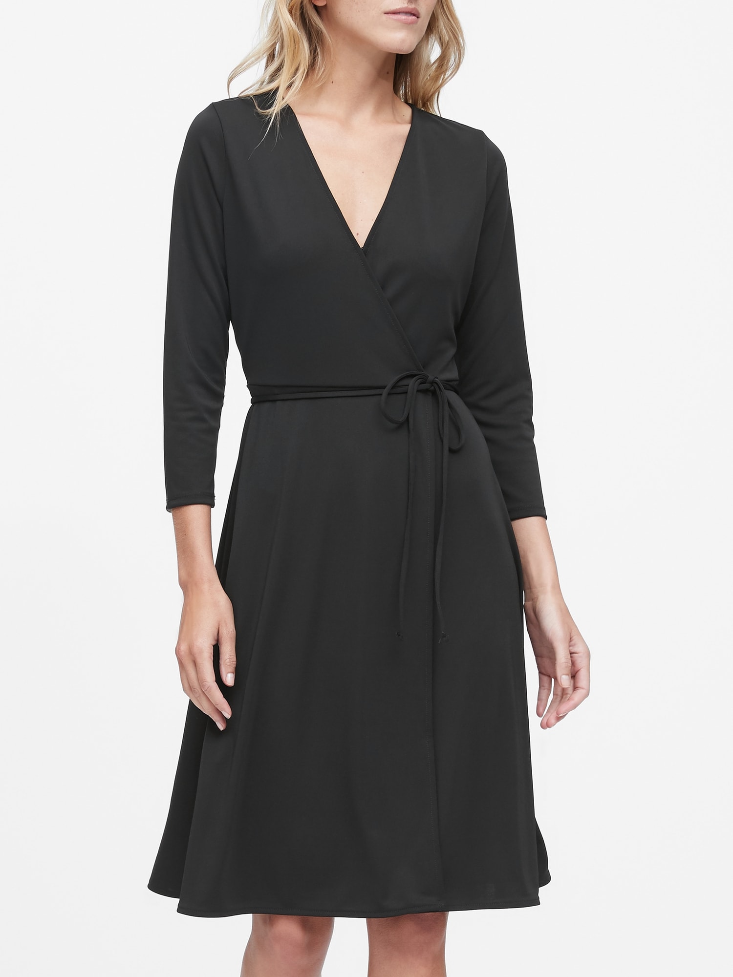 banana republic black wrap dress