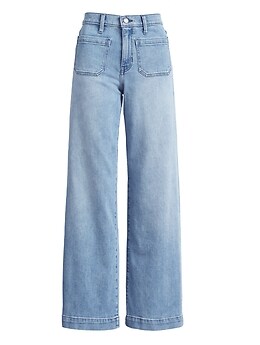 High-Rise Wide-Leg Patch Pocket Jean