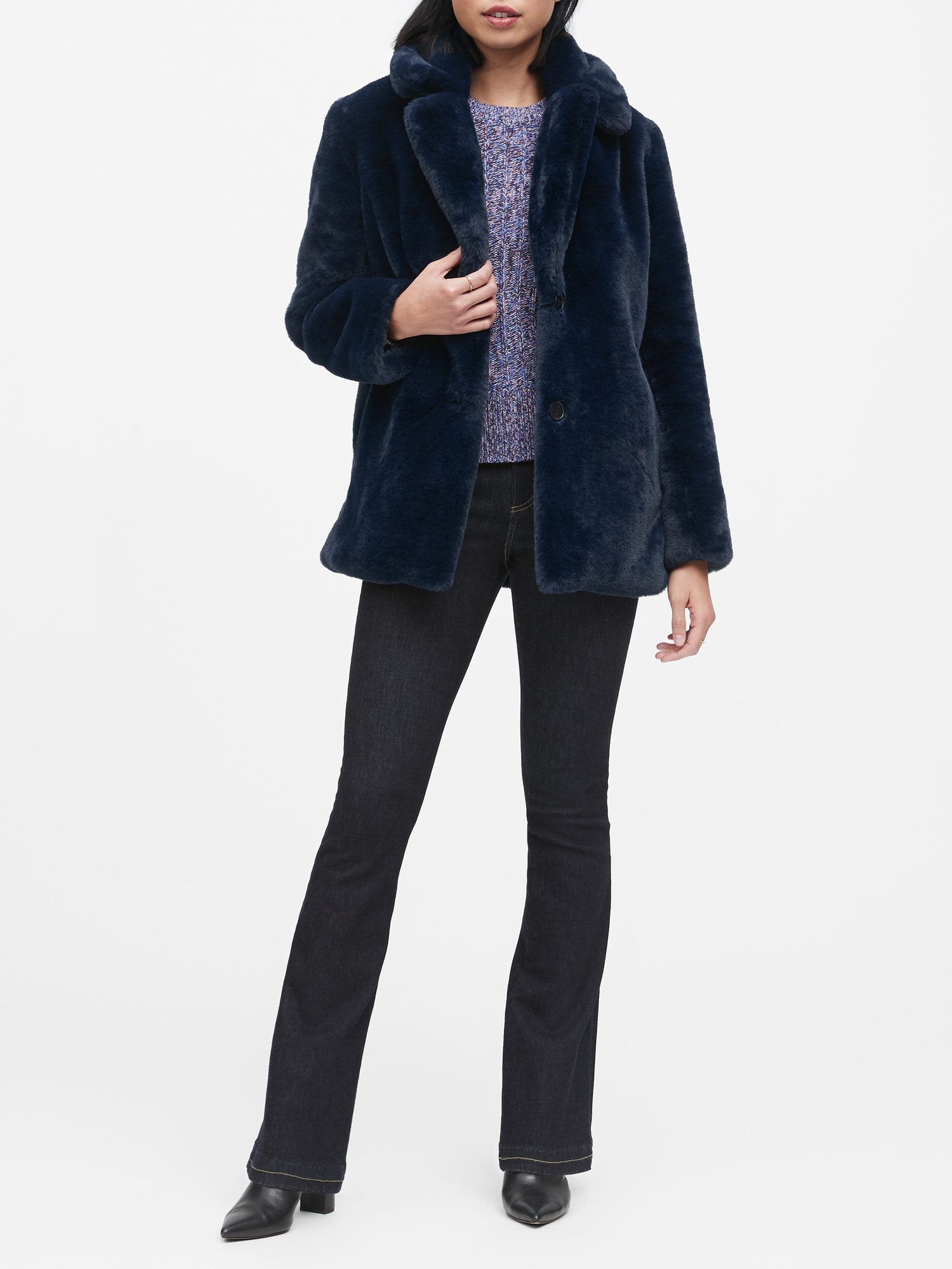 Petite Faux Fur Long Coat