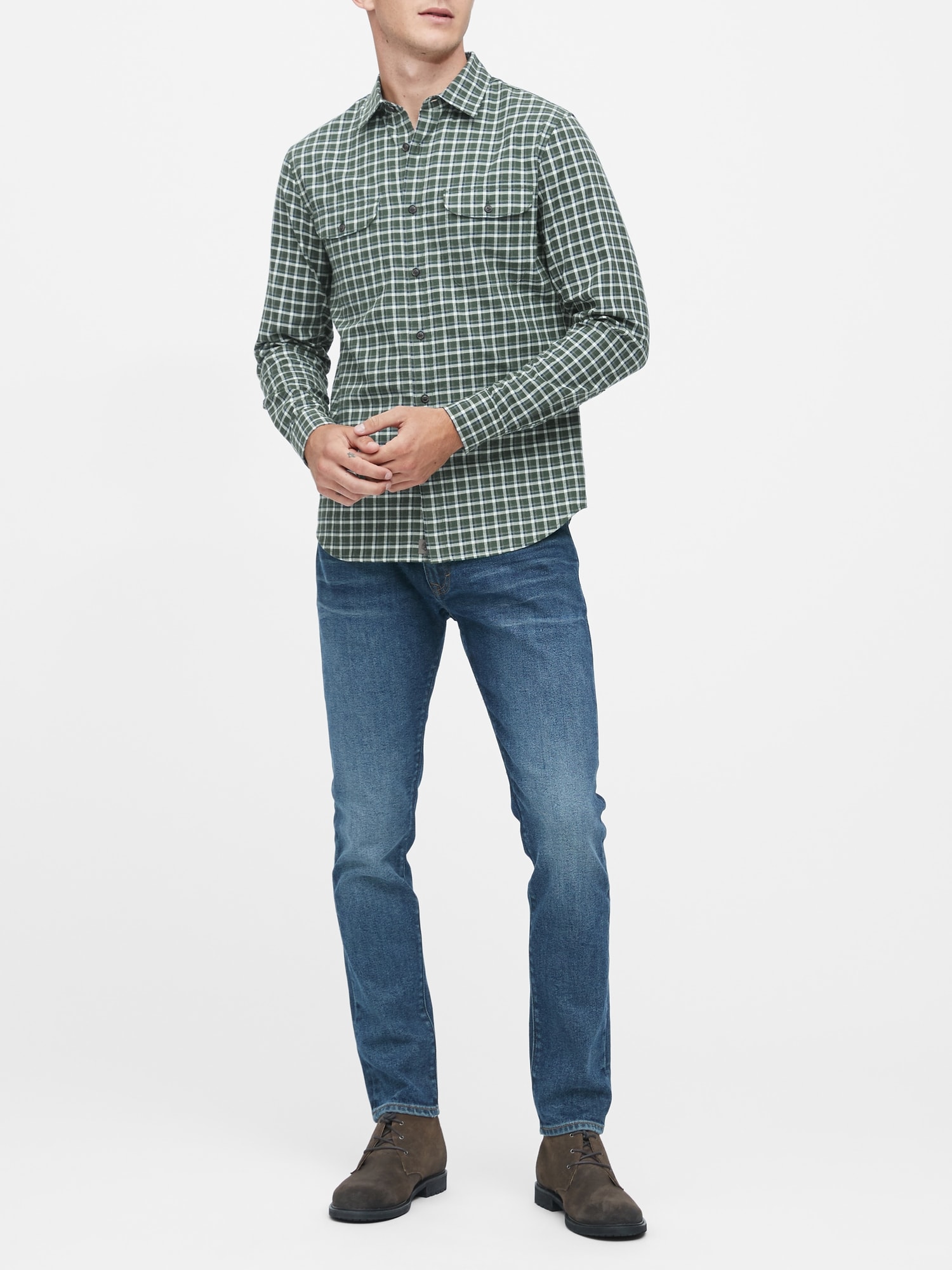 Untucked Slim-Fit Flannel Shirt