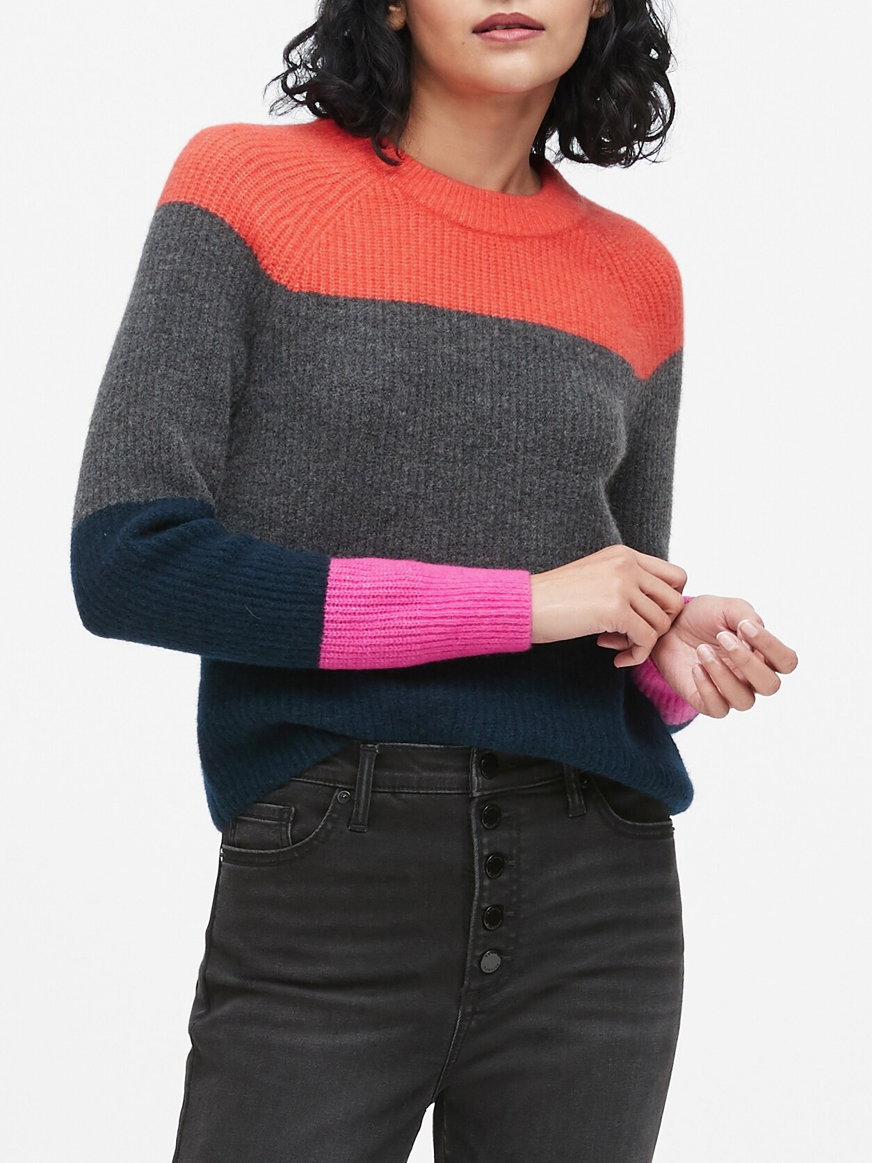 Petite Aire Color-Blocked Sweater